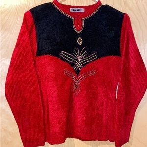 Vintage two tone red and black sweater